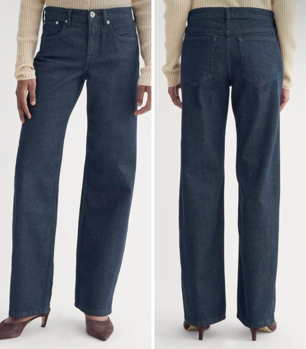 Everlane The Column Jean Straight Leg Mid Rise Organic Cotton Pure Blue 28 Long